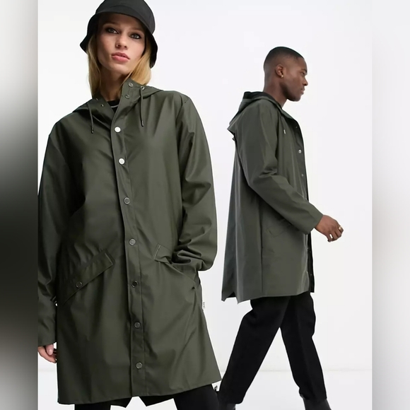 Rains Jackets & Blazers - Rains Unisex  Long Green Rain Jacket S NWT